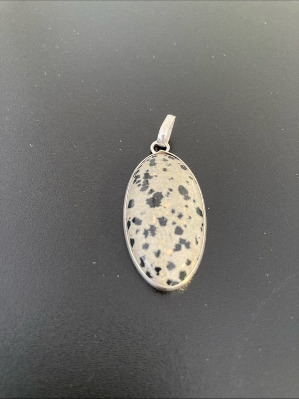 Dalmatian Jasper Oval Pendant Silver Setting - Women Jewelry